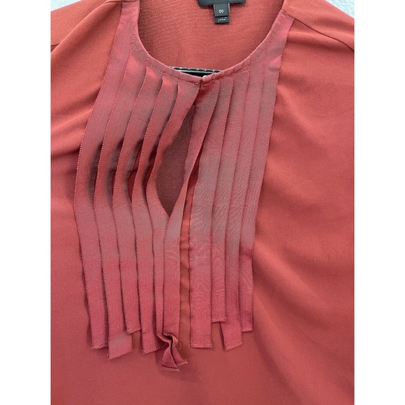 J.Crew Women's Keyhole Burnt Orange Cap Sleeve Blouse Pleated Size 00 - Picture 11 of 12